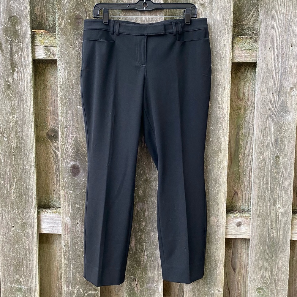 Classic slim leg black pants with short length